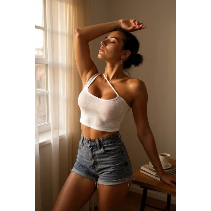 Sırt Detaylı Şık Crop Top Büstiyer BEYAZ