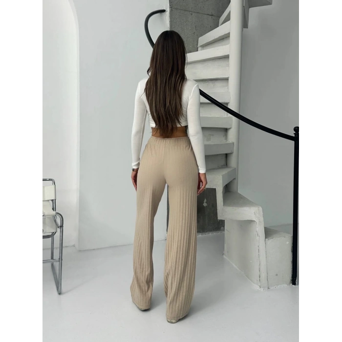 Fitilli Şardonlu Pantolon – Bej