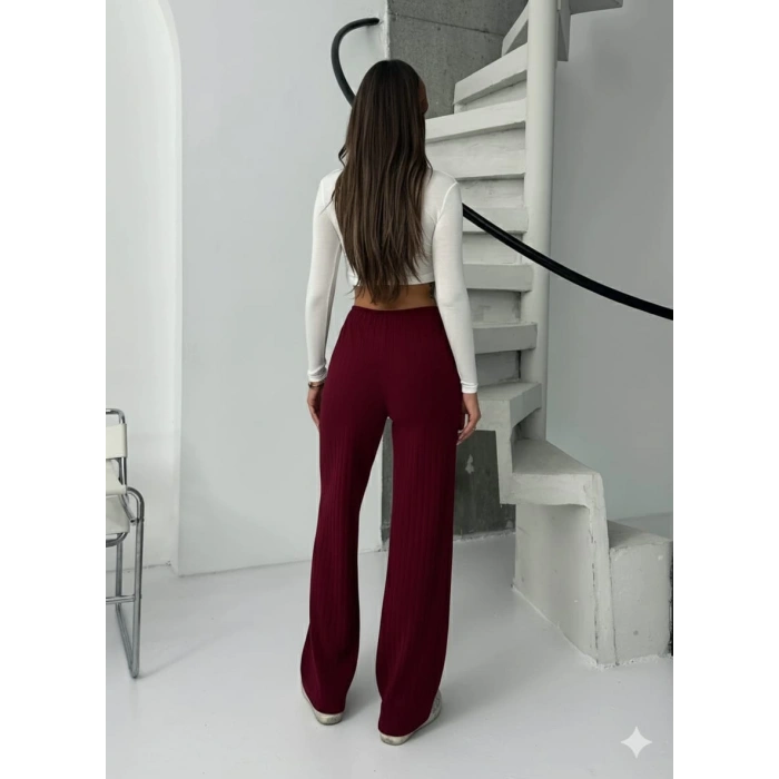 Fitilli Şardonlu Pantolon – Bordo