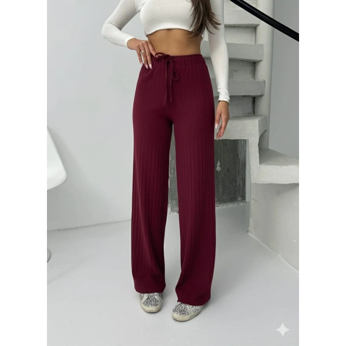 Fitilli Şardonlu Pantolon – Bordo