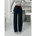 Fitilli Şardonlu Pantolon – Siyah