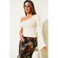 Tek Omuzlu Basic Bluz – Sarı